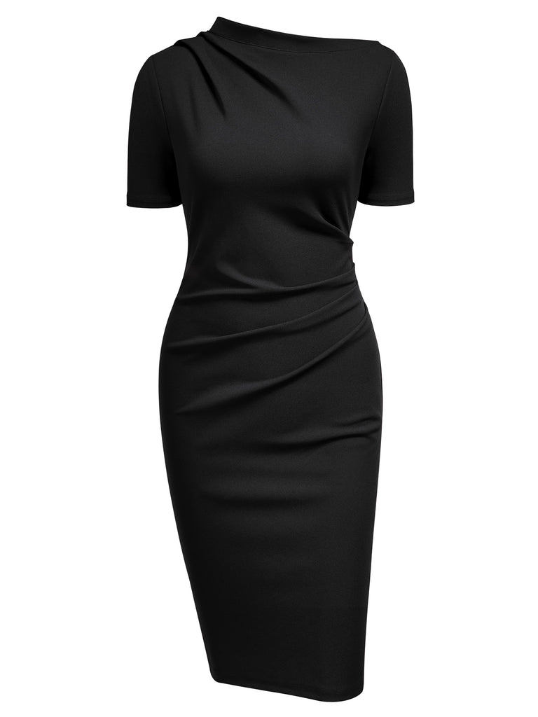 Half Collar Ruched Bodycon Cocktail Dress Aisize Half Collar Ruched Bodycon Cocktail Dress Aisize