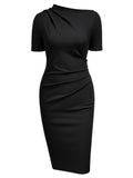 Half Collar Ruched Bodycon Cocktail Dress