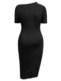 Half Collar Ruched Bodycon Cocktail Dress