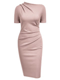 Half Collar Ruched Bodycon Cocktail Dress