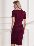 Half Collar Ruched Bodycon Cocktail Dress