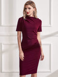 Half Collar Ruched Bodycon Cocktail Dress