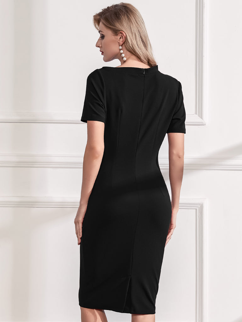 Half Collar Ruched Bodycon Cocktail Dress – Aisize