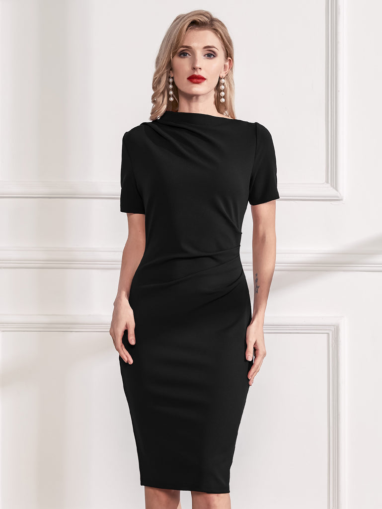 bodycon dress with collar Flared Long Sleeve Polo Collar Mini Bodycon Dress In Grey Knit | EGO US