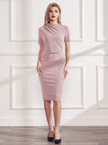 Half Collar Ruched Bodycon Cocktail Dress