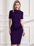 Half Collar Ruched Bodycon Cocktail Dress