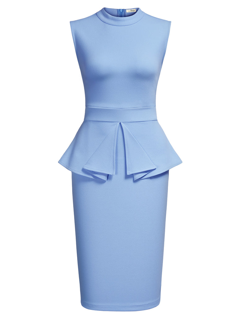 Half Neck Sleeveless Peplum Bodycon Dress Aisize Half Neck Sleeveless Peplum Bodycon Dress Aisize