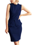 Half Neck Sleeveless Peplum Bodycon Dress