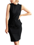 Half Neck Sleeveless Peplum Bodycon Dress