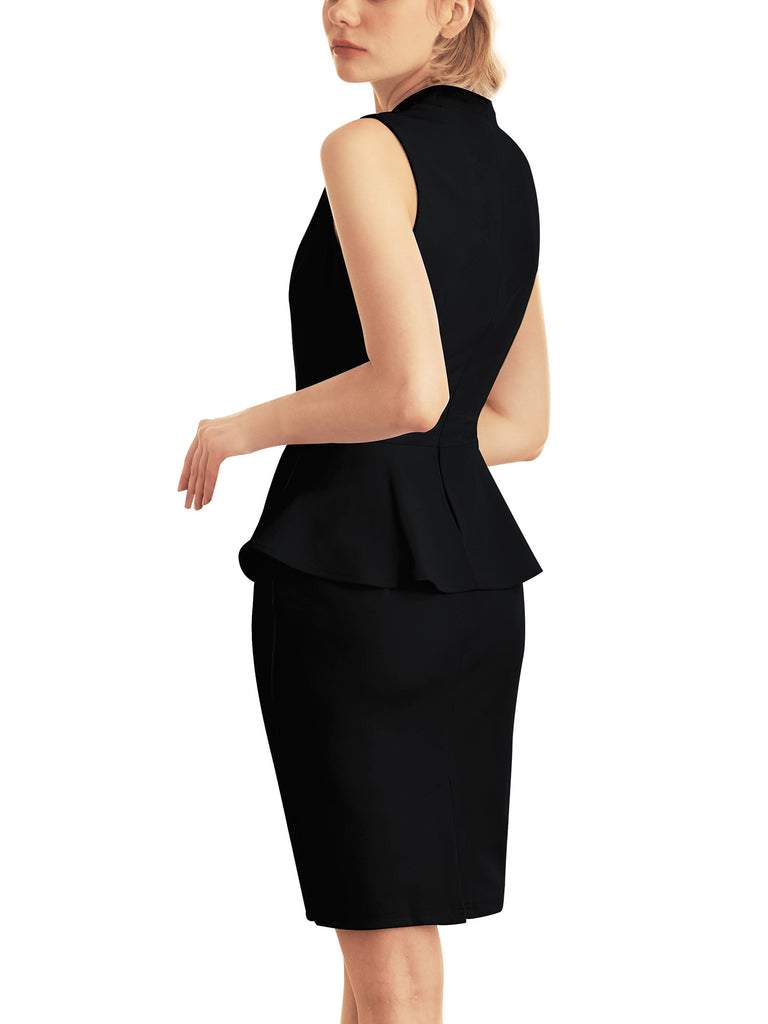 bodycon dress peplum Half Neck Sleeveless Peplum Bodycon Dress Aisize
