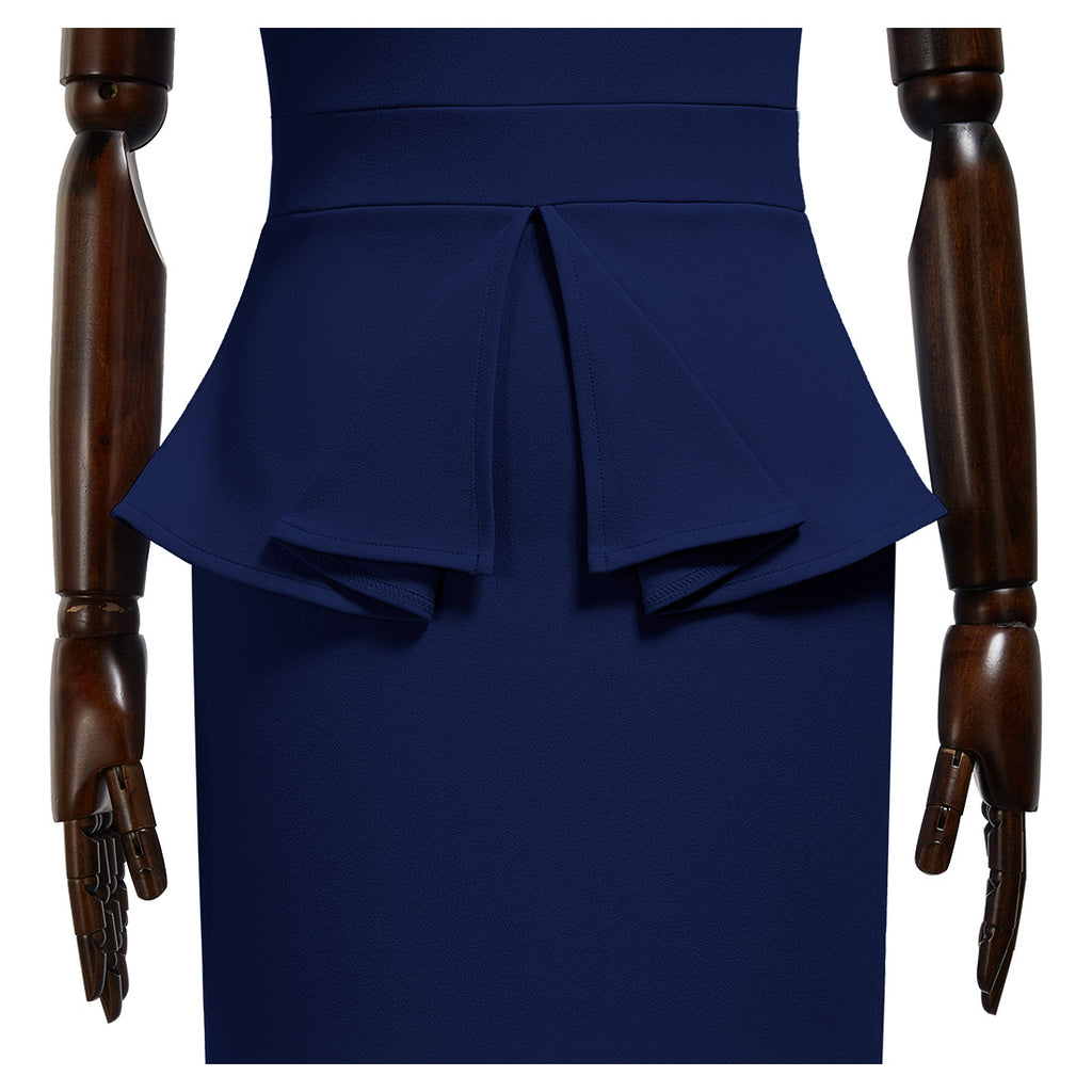 Half Neck Sleeveless Peplum Bodycon Dress Aisize Half Neck Sleeveless Peplum Bodycon Dress Aisize