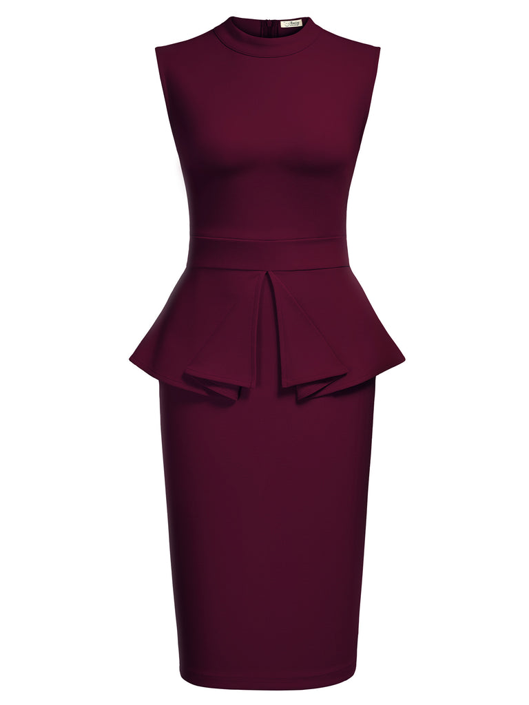 bodycon dress peplum Peach Peplum Zipper Bodycon Dress For Women