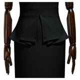 Half Neck Sleeveless Peplum Bodycon Dress