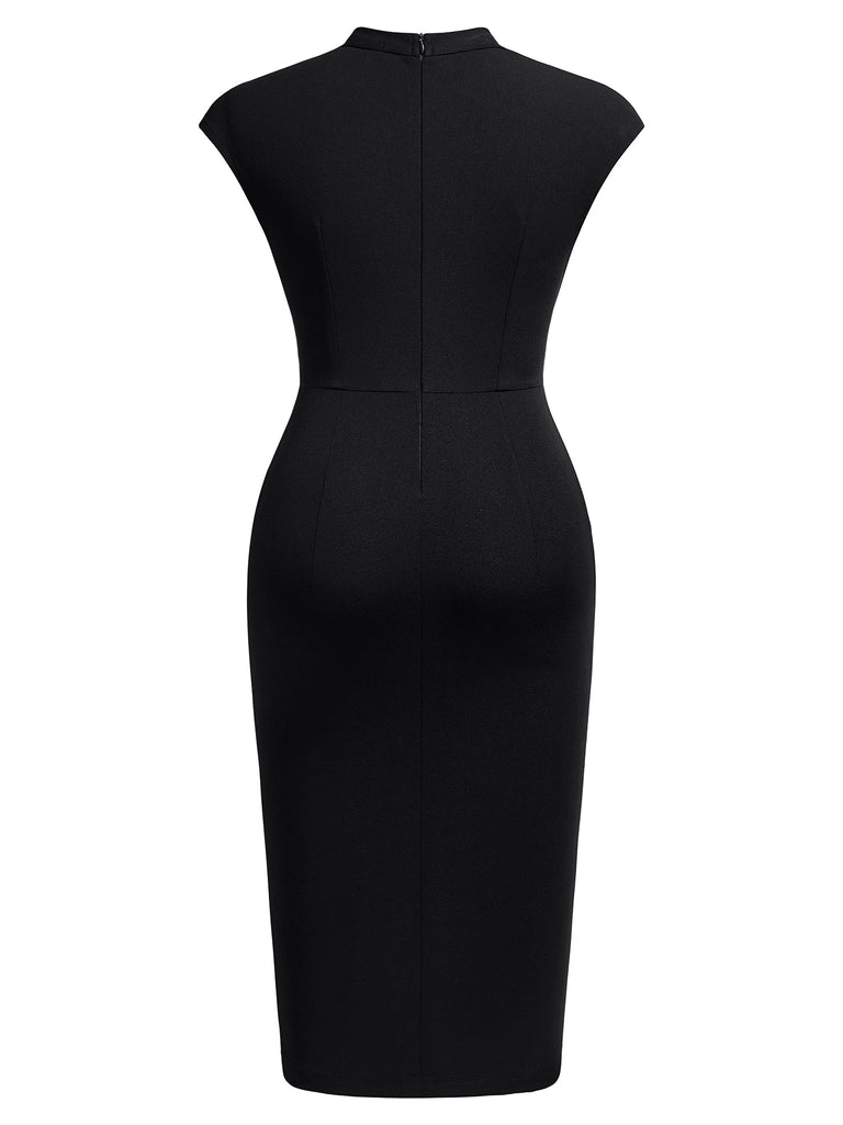 Women's Retro Half Collar Ruched Slim Cocktail Pencil Dress Aisize Women's Retro Half Collar Ruched Slim Cocktail Pencil Dress Aisize