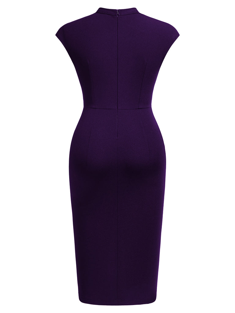 Women's Retro Half Collar Ruched Slim Cocktail Pencil Dress Aisize Women's Retro Half Collar Ruched Slim Cocktail Pencil Dress Aisize