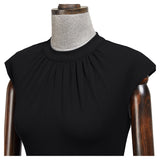 Women's Retro Half Collar Ruched Slim Cocktail Pencil Dress