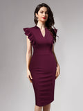 Ruffle Sleeves Half Collar Bodycon