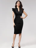 Ruffle Sleeves Half Collar Bodycon