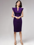 Ruffle Sleeves Half Collar Bodycon