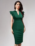 Ruffle Sleeves Half Collar Bodycon