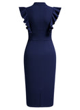 Ruffle Sleeves Half Collar Bodycon