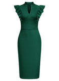 Ruffle Sleeves Half Collar Bodycon