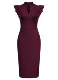 Ruffle Sleeves Half Collar Bodycon