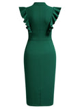 Ruffle Sleeves Half Collar Bodycon