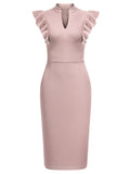 Ruffle Sleeves Half Collar Bodycon