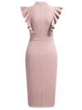 Ruffle Sleeves Half Collar Bodycon