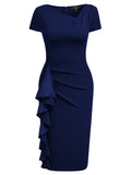 V-neck Ruffle Bodycon Dress