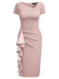 V-neck Ruffle Bodycon Dress