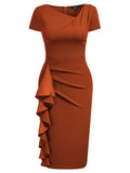 V-neck Ruffle Bodycon Dress