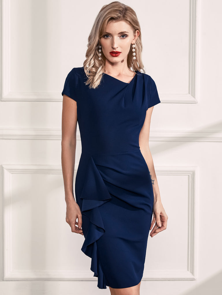 V-neck Ruffle Bodycon Dress Aisize V-neck Ruffle Bodycon Dress Aisize