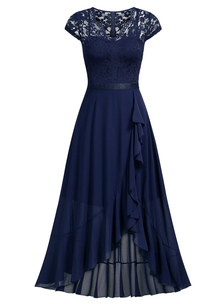 Women's Formal Floral Lace Ruffle Cocktail Party Dress Aisize Women's Formal Floral Lace Ruffle Cocktail Party Dress Aisize