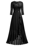Half Sleeves Ruffle Maxi Dress