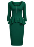 Ruffle Style Slim Work Pencil Dress - Aisize - New Vintage Simplified Design