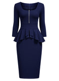 Ruffle Style Slim Work Pencil Dress - Aisize - New Vintage Simplified Design
