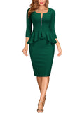 Ruffle Style Slim Work Pencil Dress - Aisize - New Vintage Simplified Design