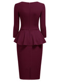 Ruffle Style Slim Work Pencil Dress - Aisize - New Vintage Simplified Design
