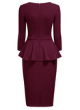 Ruffle Style Slim Work Pencil Dress - Aisize - New Vintage Simplified Design