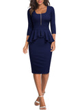 Ruffle Style Slim Work Pencil Dress - Aisize - New Vintage Simplified Design