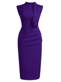 Half Collar Ruffle Pencil Dress - Aisize - New Vintage Simplified Design