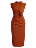 Half Collar Ruffle Pencil Dress - Aisize - New Vintage Simplified Design
