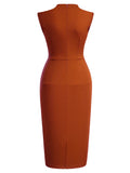Half Collar Ruffle Pencil Dress - Aisize - New Vintage Simplified Design