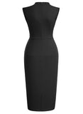 Half Collar Ruffle Pencil Dress - Aisize - New Vintage Simplified Design