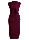 Half Collar Ruffle Pencil Dress - Aisize - New Vintage Simplified Design