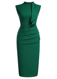 Half Collar Ruffle Pencil Dress - Aisize - New Vintage Simplified Design