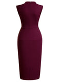 Half Collar Ruffle Pencil Dress - Aisize - New Vintage Simplified Design
