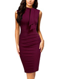Half Collar Ruffle Pencil Dress - Aisize - New Vintage Simplified Design